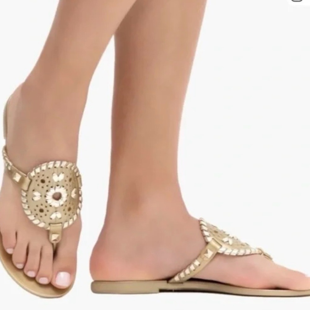 Jack Rogers Georgica Jelly thong flip flop sandals gold slip on water friendly 8